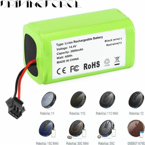 14.4V 2800mAh 18650 Li-ion Battery for Conga Excellence 990 Ecovacs Deebot N79 N79S DN622622 Eufy RoboVac 11 11S RoboVac 30 Etc
