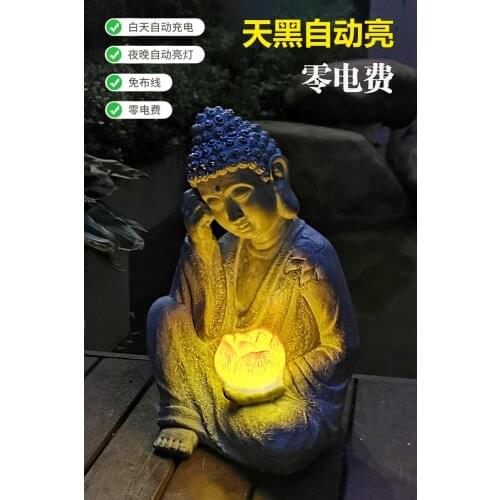 Lotus Buddha Garden villa Zen garden New Chinese style landscape Desktop furnishing articles Outdoor decoration LED