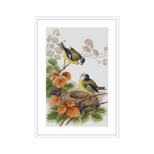 Luca-S215 Two little birds Needlework,For Embroidery,DIY 14CT Unprinted Arts Cross stitch kits Set Cross-Stitching Home Decor