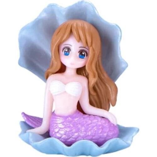 ZOCDOU1 Piece Shell Mermaid Small Statue Little Figurine Crafts Figure Ornament Miniatures