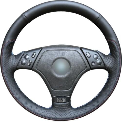Hand-stitched Black Genuine Leather Suede Car Steering Wheel Cover for BMW E36 1996 1997-2000 E46 1998-2000 Z3 E36/7 1995-1999