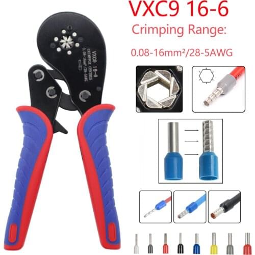 Hexagonal Crimper Wire Ferrule Terminals Kit Sawtooth Ratchet Crimping Plier Set Crimp End Sleeve Connector Insulated Terminator