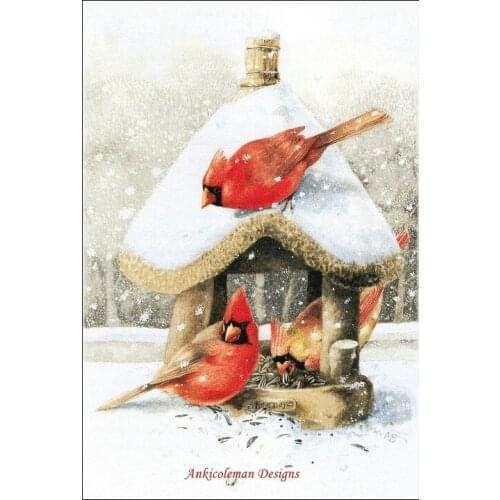 Embroidery Counted Cross Stitch Kits Needlework - Crafts 14 ct DMC Color DIY Arts Handmade Decor - Red Birds in Snow