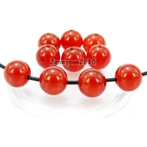 Natural 8mm Red Ag-ate Gems Stone (2mm) Big Hole Round Beads for Jewelry Making Crafts 100Pcs/Pack