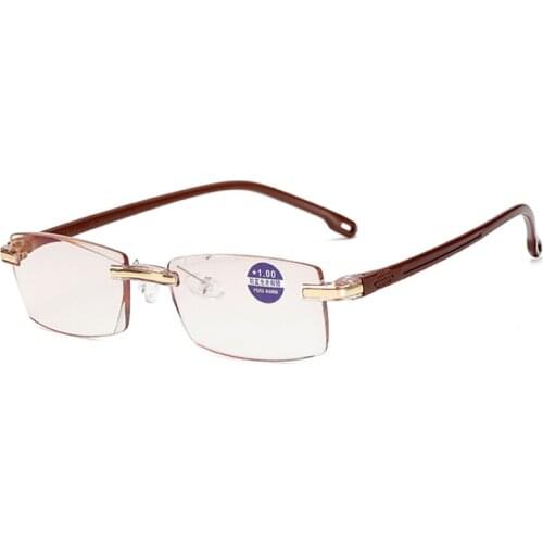 Rimless Reading Glasses Women Men Anti Blue Light Presbyopia Eyeglasses Cut Edg Eyewear Diopter +1.0 +1.5 +2.0 2.5 3.0 3.5 +4.0