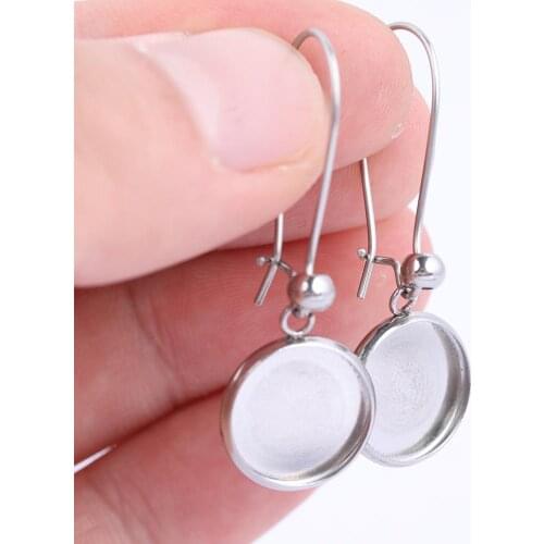 Onwear 20pcs 12mm 20mm Cabochon Earring Setting Blanks Stainless Steel earrings base bezel findings for jewelry supplies