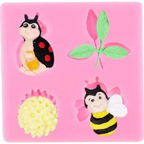 Bee Leaf Silicone Mold DIY Baby Birthday Fondant Cake Decorating Tools Flower Cupcake Topper Candy Polymer Clay Chocolate Moulds