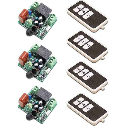 AC 220V 1CH 1 CH RF remote control switch 10A Relay Receiver +4 Transmitters LED Lamp Light switch 315/433 MHZ
