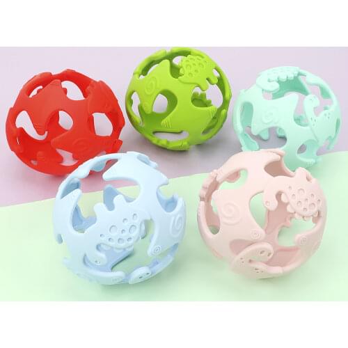 * Food Grade Silicone Dinosaur 3D Stereo Tooth Gel Yoga Hand Catch Ball Creative Teether Baby Puzzle Molar Toy