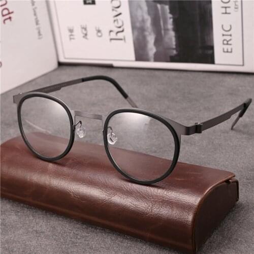 Rockjoy Round Eyeglasses Frame Male No-screw Glasses Men Women Unisex Plain Spectacles for Prescription Reading Ultralight