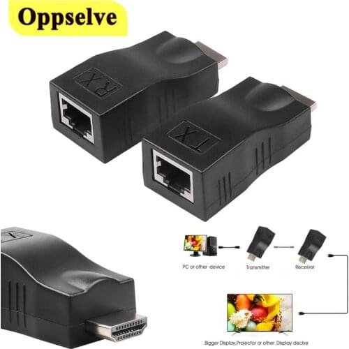 1 Pair HD HDMI-compatible Extender Extension Up to 30m Over CAT5e Cat6 Network Connector Ethernet LAN for PC HDTV DVD PS3 STB