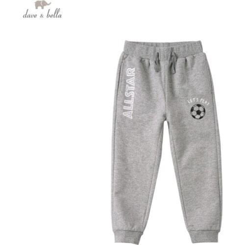 DBA16199-K dave bella spring 5Y-13Y kids boys fashion cartoon letter pockets pants children boutique casual full-length pants