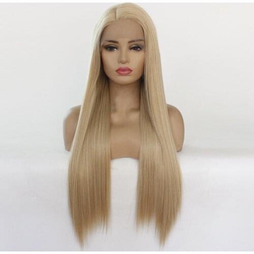 Synthetic Lace Front Wigs Long Blonde Color Silky Straight For Black Women Brown Mixed Color Heat Resistant Fiber Hair