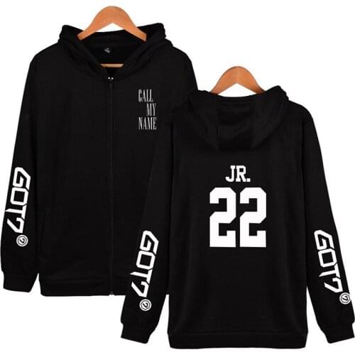 Got7 JR 22 Kpop Hoodie Hoody Fashion Men Women Zipper Hoodies Jacket Hood Sport Long Sleeve Zip Up Unisex Hooded Sweatshirt Tops