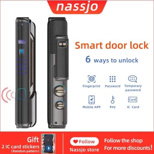 Nassjo Smart Electronic Lock Fingerprint Door Lock Safe Intelligent Biometric Lock With Digital Password IC Card Unlock For Home