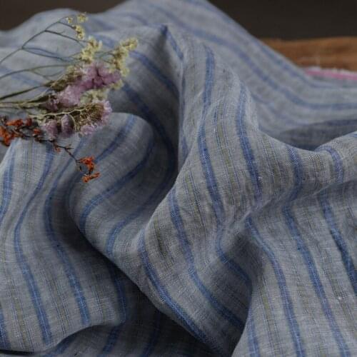 High end linen fabric Grey yarn dyed fabrics Advanced custom cheongsam dress robe shirt tissus