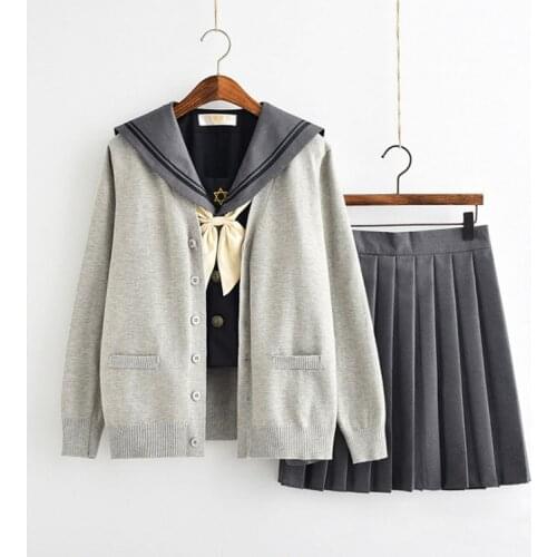 Japanese School Uniform For Girls Sweet Lolita Sailor Korean Uniforms Cosplay Long Sleeve Shirt Pleated Skirt Student Set