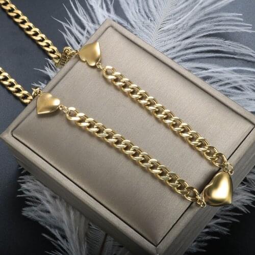 ZMFashion Hip Hop Love Pendant Chain Thick Exaggerated Grinding Chain Necklace Ladies Men Stainless Steel Jewelry Accessories