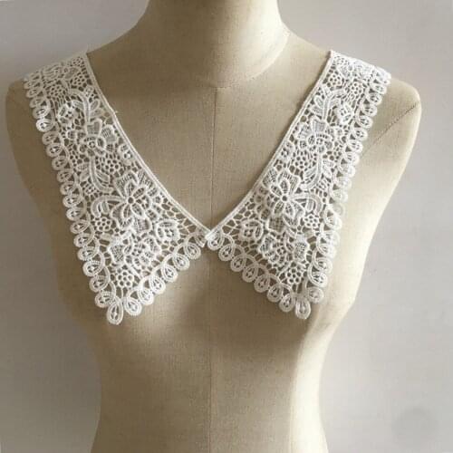 Fashion Exquisite Embroidery White Milk Silk Collar Lace Fabric DIY Decorative Sewing Dress Neckline Applique Accessories