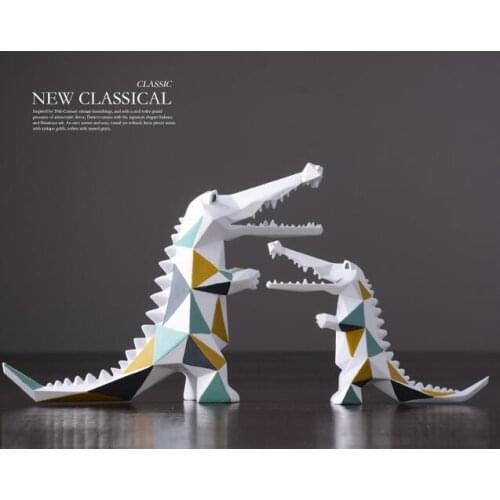 5STYLE NORDIC MODERN ABSTRACT GEOMETRIC DINOSAUR & CAT TABBIT STATUE DESKTOP RESIN PANTHER CRAFTS SCULPTURE DECOR ANIMAL FIGURIN
