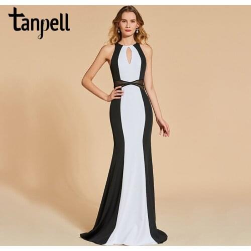 Tanpell scoop neck evening dress elegant sleeveless floor length sheath gown women customed formal cocktail long evening dresses