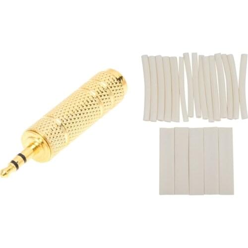 1 Pcs 3.5mm 1/8Inch Male to 6.3mm 1/4Inch Audio Jack Adapter & 20Pcs White Heat Shrink Tubing Wrap Wire