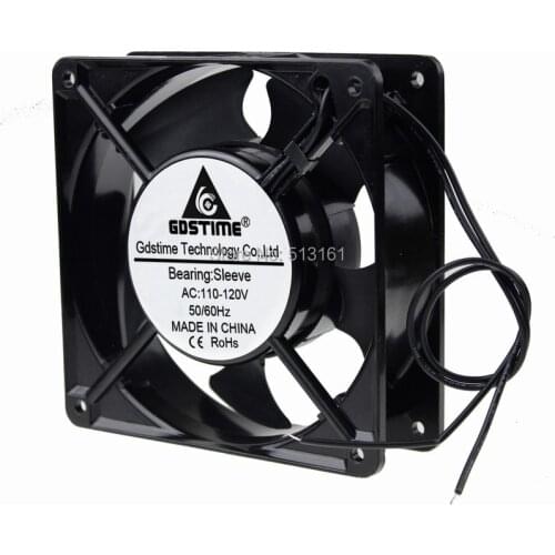1 Piece Gdstime 110V/120V AC Fan 12038 120MM 12CM Exhaust Fan Axial Fan 120x120x38mm Sleeve Bearing 50/60Hz 2100RPM