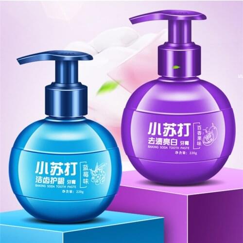 1Pc Intensive Stain Removal Whitening Toothpaste Baking Soda Blueberry Passion Fruit Toothpaste Prevent Tooth Decay 220g