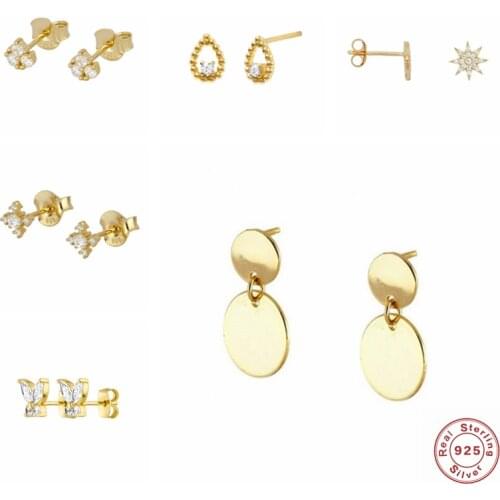 100% 925 Sterling Silver Minimalist Punk Mujer Lovers' Couples Ladies Stud Earrings For Anniversary Wedding Mini Fine Earring