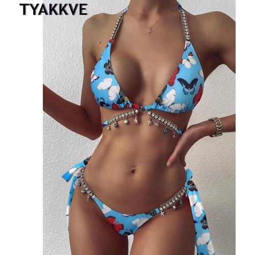 2021 Rhinestone Swimsuit Women Bikinis Crystal Diamond Bikini Set Metal Chain Swimwear female Luxury Aristocratic Swimming Suit