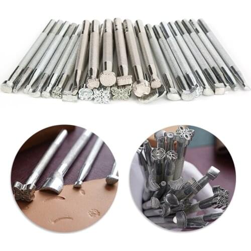 Nonvor 26 Pcs Leather Printing Stamping Tools Set Alloy Saddle Making Tools Carving Handmade Punch Tools for Leather Craft