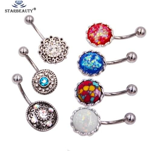8 Style Choice Fake Opal Belly Earring Piercing Titanium Plating Piercing Belly Button Rings 14G Navel Piercing Nombril Ombligo