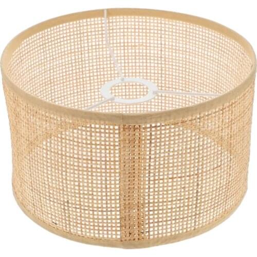 Rustic Style Rattan Weaving Lampshade Hanging Ceiling Lamp Cover E27 Modern Table Lamp Cover Lighting Accessories