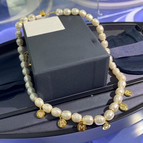 Brand 1:1Luxury Brand Pearl Necklace High Quality Gold Color Love Heart AMOUR Pendant Zircon CZ Fashion Women Jewelry