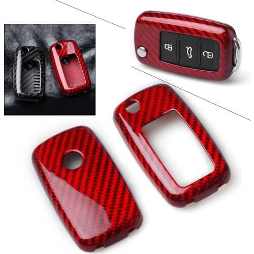 Remote Key Case Fob Shell Cover Carbon Fiber For Volkswagen Golf Beetle Seat Skoda etc