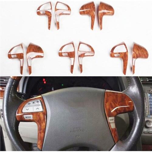 Wooden Color Steering Wheel Press Trim Cover Car Accessories Interior Decoration For Toyota Camry 2006- 2011