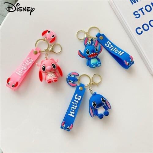 Disney Stitch Keychain Handbag Doll Pendant Accessories Car Key Ring Cartoon Anime Figures Model Cute Keychains for Women