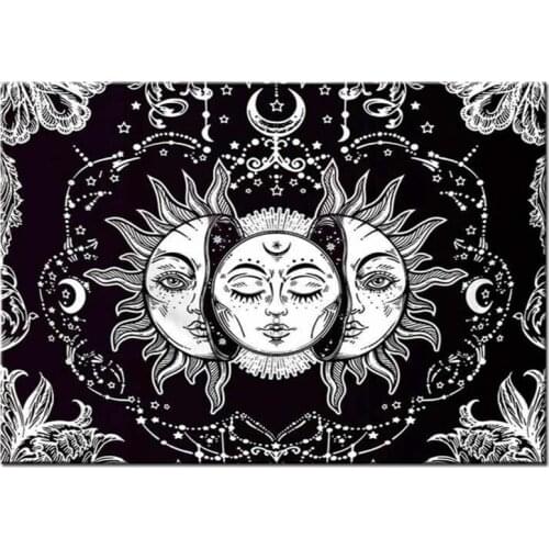 Diy Diamond Painting 5D Full Round Square Black White Sun Moon Mandala Hippie Embroidery Mosaic Decor PsychedelicZP-4267