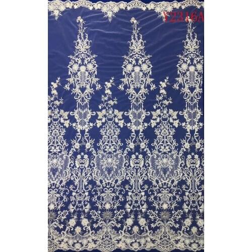 Embroidery Beaded &Sequin Lace Wedding Dress Fabric, Nigerian Textile African Trimming Lace 5Yards/ lot