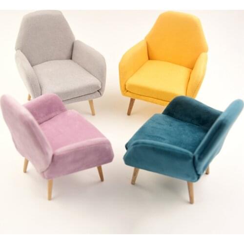 Dollhouse Sofa Chair Miniature Furniture 1/6 Dolls House Couch Single Sofa Armchair for Dollhouse Decoration Accessory