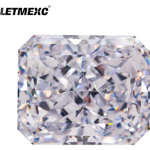 Letmexc White High Carbon Diamond Cubic Zirconia CZ 10x12mm Crushed Ice Octagon Cut 5A+ Quality for Custom Jewelry