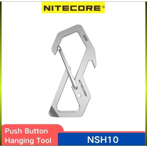 NITECORE NSH10 Multiuse Titanium Snap Hook Anti-corrosion Hang Buckle Push Button 45 Degress Elastic Spring Gate