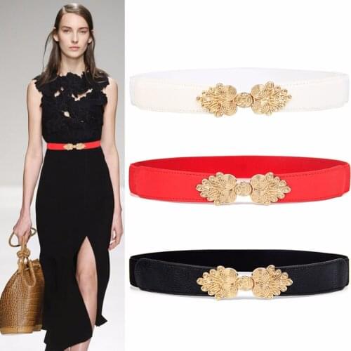 Fashion vintage gold buckle cummerbund thin elastic waistbands HOT solid design womens belt Stretch female Apparel Accessories