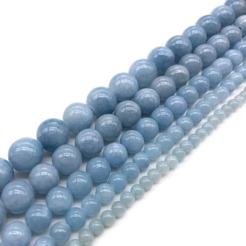 Natural Stone Blue Yellow Jades Beads Round Loose Beads For Jewelry Making 15"Inches 4 6 8 10 12mm DIY Bracelet Necklace