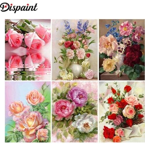 Dispaint Full Square/Round Drill 5D DIY Diamond Painting "Colored flower scenery" 3D Embroidery Cross Stitch 5D Home Decor Gift