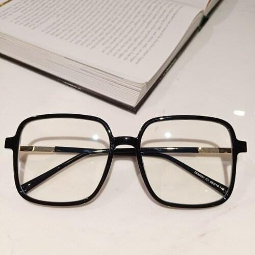 Glasses Men Women 2021 New Fashion Big Frame Anti-blue Retro Square Transparent Myopia Glasses Personality Flat Mirror