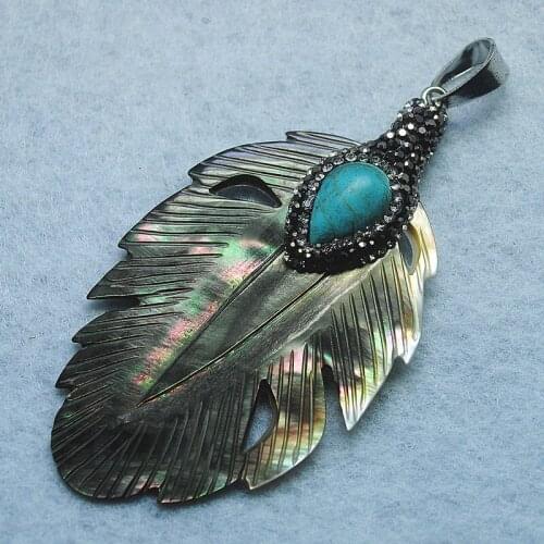 Natural black shell lips shell pendants with gem stone or pearl 40x60mm mother of pearl new arrival items