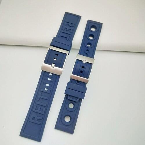 Dark Blue Nature Rubber 22mm 24mm Watch Strap Bracelet For navitimer/avenger/Breitling Watchband Stainless steel Clasp
