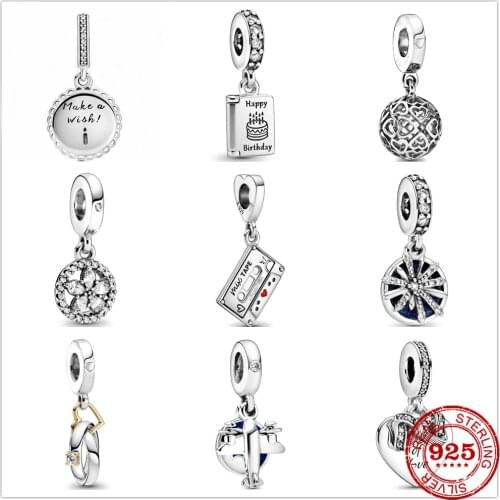 Hot Selling 100% genuine 925 sterling aircraft heart flower charm bead charms fit original pandora bracelets