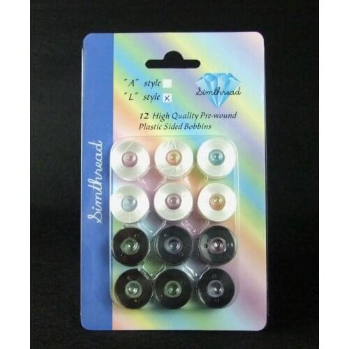 Polyester Pre-Wound Embroidery Machine Bobbin Thread with Delicate Storage Box,Size A SA156 75D/2 - 60WT White Black